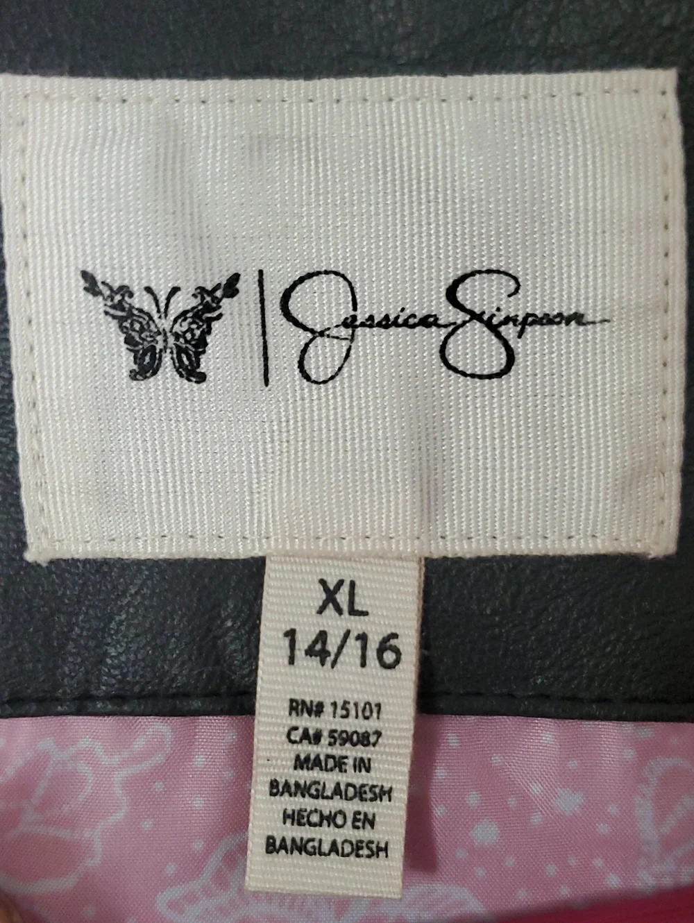 Cutest Jacket In The World. Jessica Simpson Faux Leather Pink Lining Butterflies - Picture 2 of 14